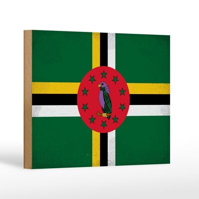 Cartello in legno bandiera Dominica 18x12 cm Bandiera della Dominica cartello decorativo vintage
