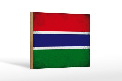 Holzschild Flagge Gambia 18x12 cm Flag of Gambia Vintage Dekoration