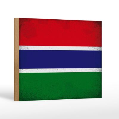 Letrero de madera bandera Gambia 18x12 cm Bandera de Gambia decoración vintage