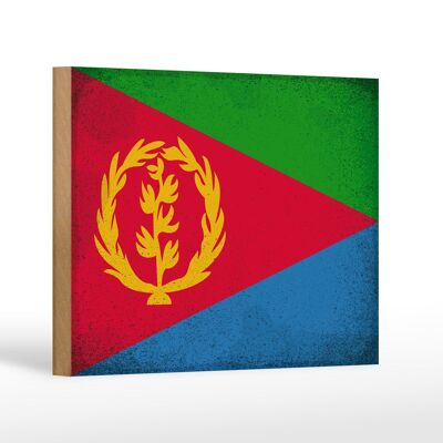 Cartello in legno bandiera Eritrea 18x12 cm Bandiera dell'Eritrea decorazione vintage