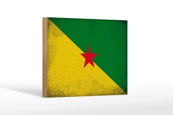 Panneau bois drapeau Guyane française 18x12cm drapeau décoration vintage 1