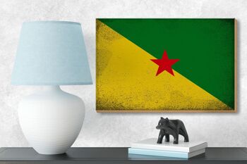 Panneau bois drapeau Guyane française 18x12cm drapeau décoration vintage 3