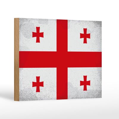 Holzschild Flagge Georgien 18x12cm Flag of Georgia Vintage Dekoration