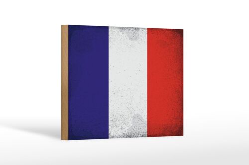 Holzschild Flagge Frankreich 18x12 cm Flag France Vintage Dekoration