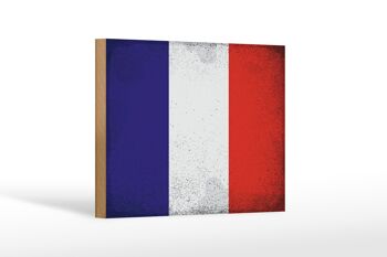 Panneau en bois drapeau France 18x12 cm Drapeau France décoration vintage 1