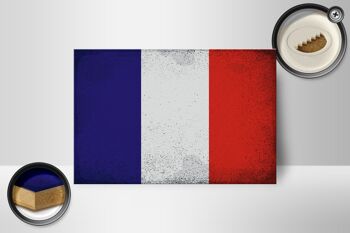 Panneau en bois drapeau France 18x12 cm Drapeau France décoration vintage 2