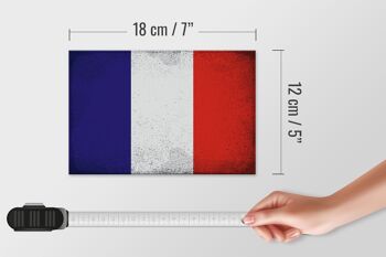 Panneau en bois drapeau France 18x12 cm Drapeau France décoration vintage 4