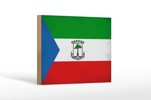 Holzschild Flagge Äquatorialguinea 18x12 cm Flag Vintage Dekoration