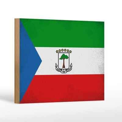 Letrero de madera bandera Guinea Ecuatorial 18x12 cm bandera decoración vintage