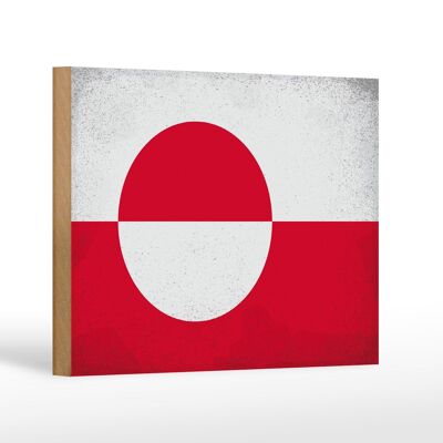 Holzschild Flagge Grönland 18x12 cm Flag Greenland Vintage Dekoration