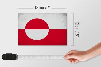 Panneau en bois drapeau Groenland 18x12 cm Drapeau Groenland décoration vintage 4
