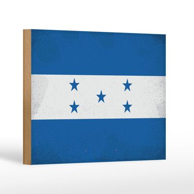 Holzschild Flagge Hondura 18x12cm Flag of Honduras Vintage Dekoration