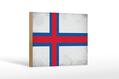 Holzschild Flagge Färöer 18x12cm Flag Faroe Islands Vintage Dekorationschild