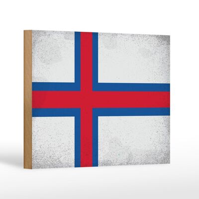 Holzschild Flagge Färöer 18x12cm Flag Faroe Islands Vintage Dekorationschild