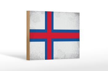 Panneau en bois drapeau des îles Féroé 18x12cm, drapeau des îles Féroé, signe de décoration vintage 1
