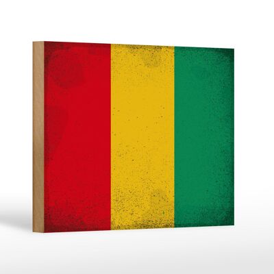 Letrero de madera bandera Guinea 18x12 cm Bandera de Guinea decoración vintage