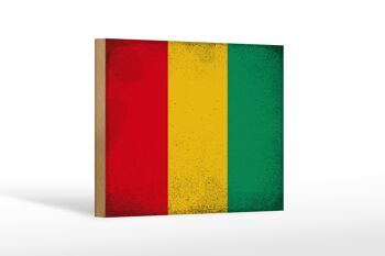 Panneau en bois drapeau Guinée 18x12 cm Drapeau de Guinée décoration vintage 1