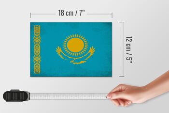 Panneau en bois drapeau Kazakhstan 18x12 cm Kazakhstan décoration vintage 4