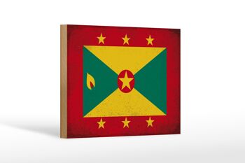 Panneau en bois drapeau Grenade 18x12 cm Drapeau de la Grenade décoration vintage 1