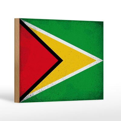 Holzschild Flagge Guyana 18x12 cm Flag of Guyana Vintage Dekoration