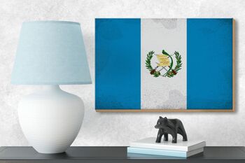 Drapeau panneau en bois Guatemala 18x12cm Drapeau Guatemala décoration vintage 3