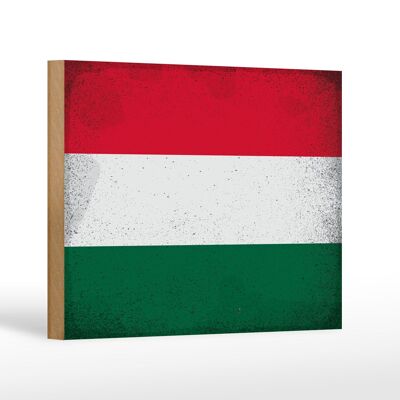 Holzschild Flagge Ungarn 18x12 cm Flag of Hungary Vintage Dekoration