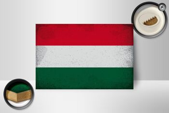 Panneau en bois drapeau Hongrie 18x12 cm Drapeau de la Hongrie décoration vintage 2