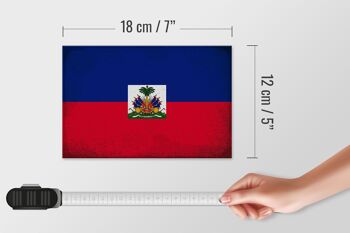 Panneau en bois drapeau Haïti 18x12 cm Drapeau d'Haïti décoration vintage 4