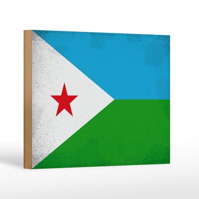 Panneau en bois drapeau Djibouti 18x12 cm Drapeau Djibouti décoration vintage