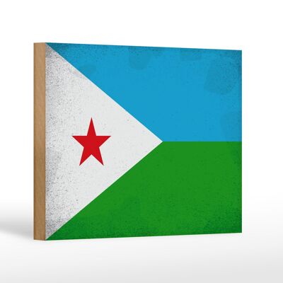 Holzschild Flagge Dschibuti 18x12 cm Flag Djibouti Vintage Dekoration