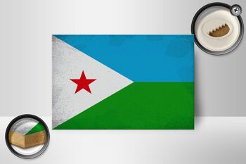 Panneau en bois drapeau Djibouti 18x12 cm Drapeau Djibouti décoration vintage 2