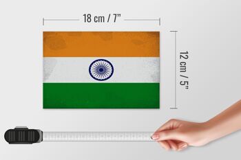 Panneau en bois drapeau Inde 18x12 cm Drapeau de l'Inde décoration vintage 4