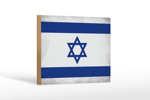 Holzschild Flagge Israel 18x12 cm Flag of Israel Vintage Dekoration