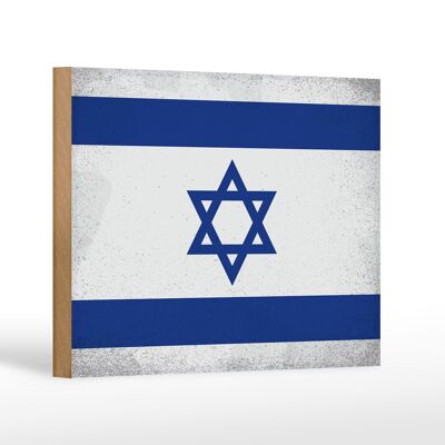 Letrero de madera bandera Israel 18x12 cm Bandera de Israel decoración vintage