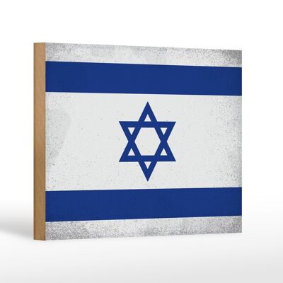 Holzschild Flagge Israel 18x12 cm Flag of Israel Vintage Dekoration