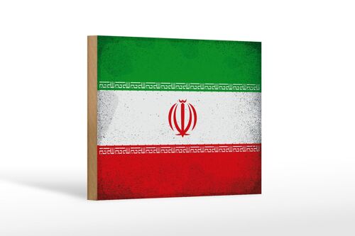 Holzschild Flagge Iran 18x12 cm Flag of iran Vintage Dekoration