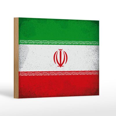 Holzschild Flagge Iran 18x12 cm Flag of iran Vintage Dekoration