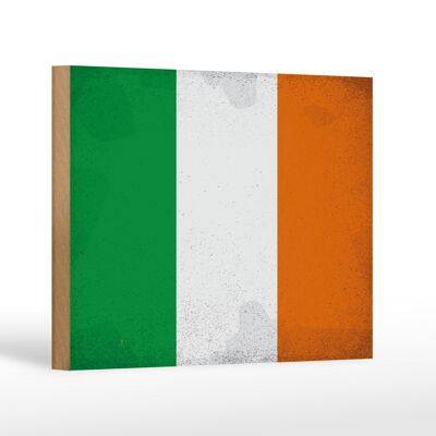 Panneau en bois drapeau Irlande 18x12 cm Drapeau de l'Irlande décoration vintage