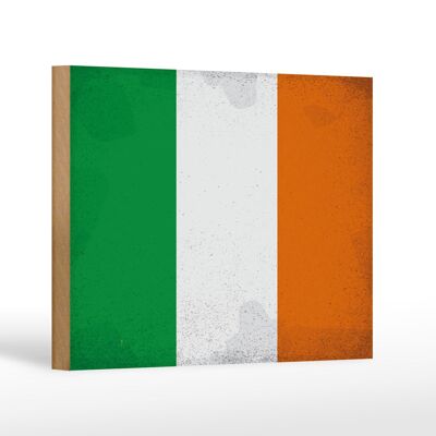 Wooden sign flag Ireland 18x12 cm Flag of Ireland Vintage Decoration