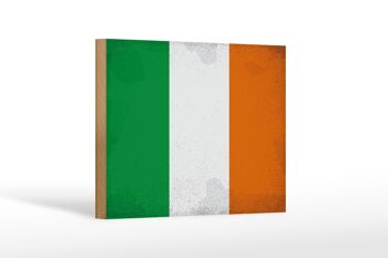 Panneau en bois drapeau Irlande 18x12 cm Drapeau de l'Irlande décoration vintage 1