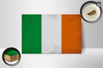 Panneau en bois drapeau Irlande 18x12 cm Drapeau de l'Irlande décoration vintage 2