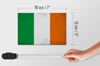 Panneau en bois drapeau Irlande 18x12 cm Drapeau de l'Irlande décoration vintage 4