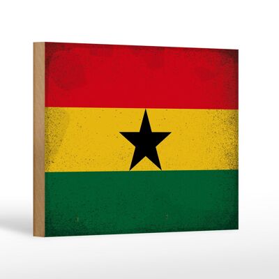 Holzschild Flagge Ghana 18x12 cm Flag of Ghana Vintage Dekoration