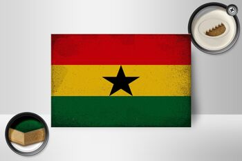 Panneau en bois drapeau Ghana 18x12 cm Drapeau du Ghana décoration vintage 2