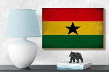 Panneau en bois drapeau Ghana 18x12 cm Drapeau du Ghana décoration vintage 3