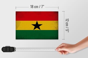 Panneau en bois drapeau Ghana 18x12 cm Drapeau du Ghana décoration vintage 4