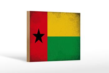 Panneau en bois drapeau Guinée-Bissau 18x12 cm décoration vintage Guinée 1