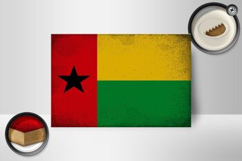 Panneau en bois drapeau Guinée-Bissau 18x12 cm décoration vintage Guinée 2