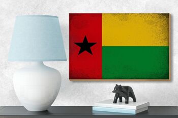 Panneau en bois drapeau Guinée-Bissau 18x12 cm décoration vintage Guinée 3