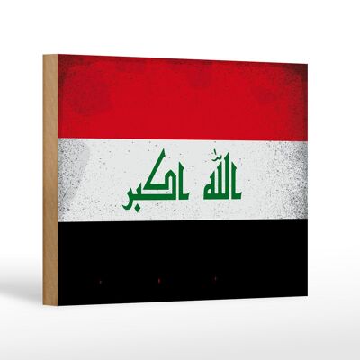 Holzschild Flagge Irak 18x12 cm Flag of Iraq Vintage Dekoration